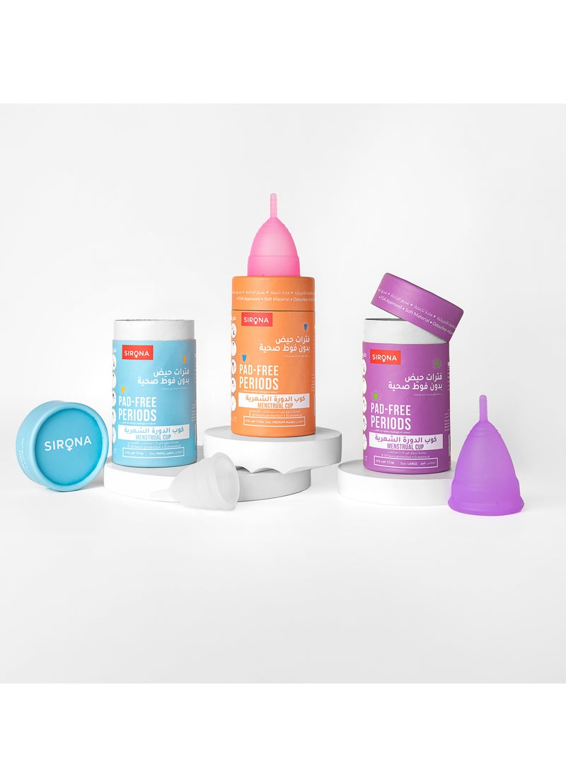 Sirona Reusable Menstrual Cup for Women with Pouch | Ultra Soft Odour & Rash Free | 100% Medical Grade Silicone | No Leakage | Protection for Up to 8-10 Hours | US FDA Registered - Medium (Pack of 1) - Image 3