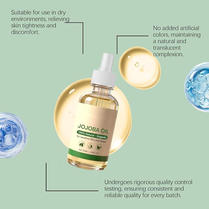 YOOJ Multi-use Jojoba Beauty Oil, 100% Pure Cold Pressed Jojoba Oil, Balances Oil Secretion, Deep Moisturizes, Non-Comedogenic Gentle Formula for Hair, Body, Nourish Skin - Image 3