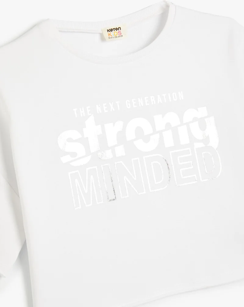 كوتون Crop Oversize T-Shirt Printed Short Sleeve Crew Neck Cotton