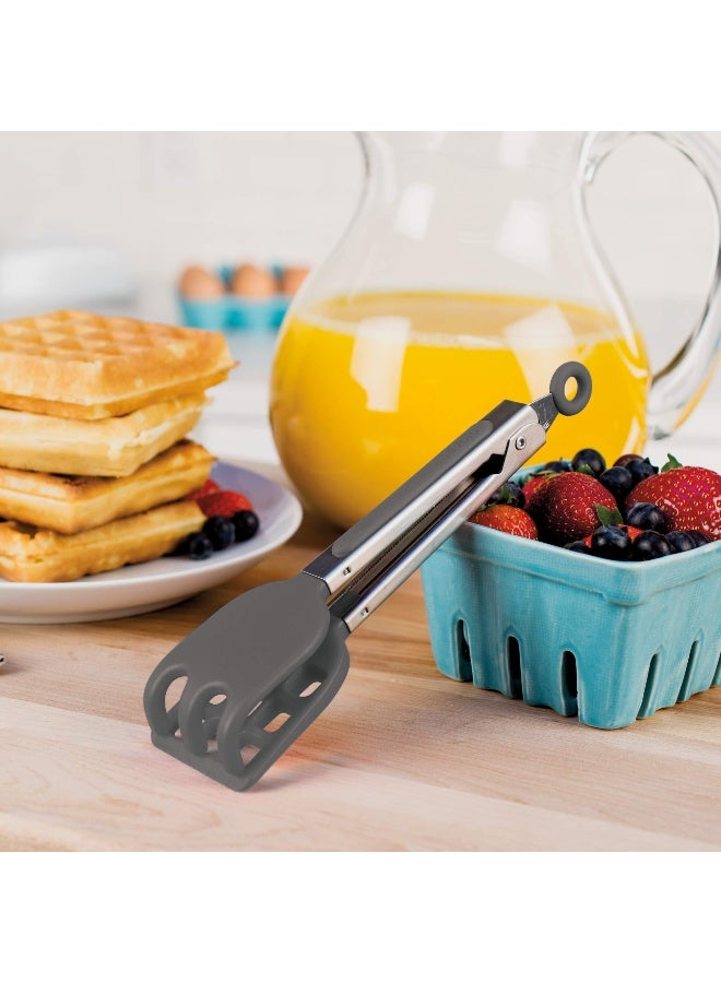 Tovolo Mini Waffles Tongs with Silicone Tips (Charcoal) - Small Tongs for Fruit, Coffee Bar, Charcuterie, Salad, Tea Party, Cooking, Taco Bar, Appetizers, & More/Dishwasher-Safe & BPA-Free - Image 5