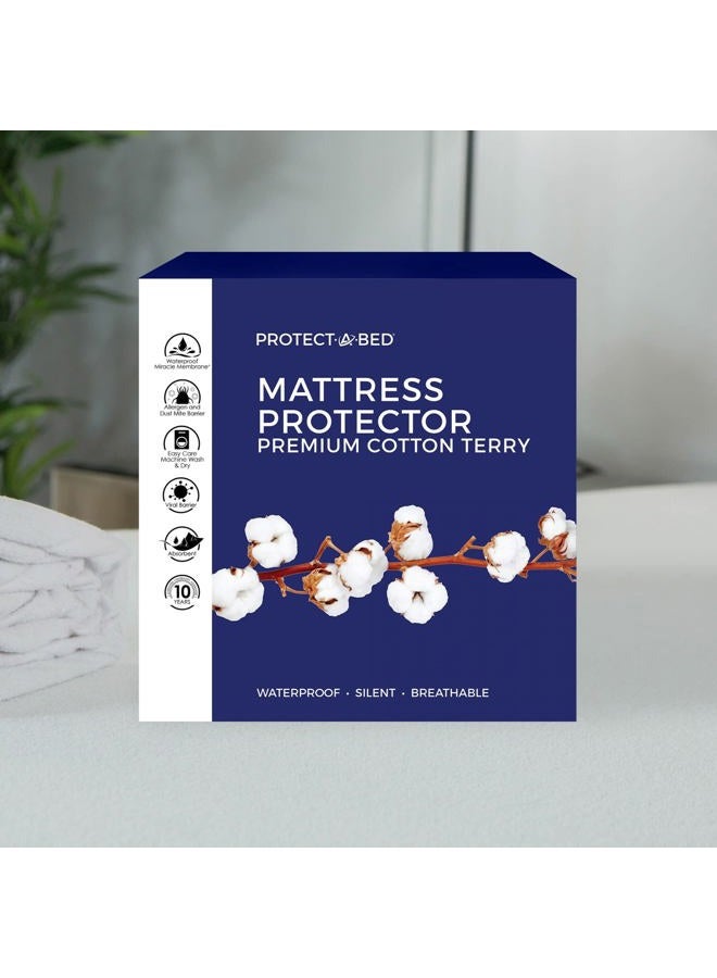 Protect-A-Bed , Premium Cotton-Terry Mattress Protector, Waterproof, 5-sided, King - Image 1