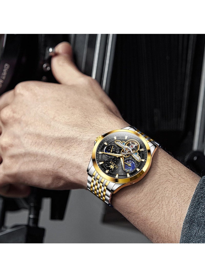 OLEVS OLEVS Men's Automatic Hollow Luxury Fashion Waterproof Luminous Watch 6705  - Image 2
