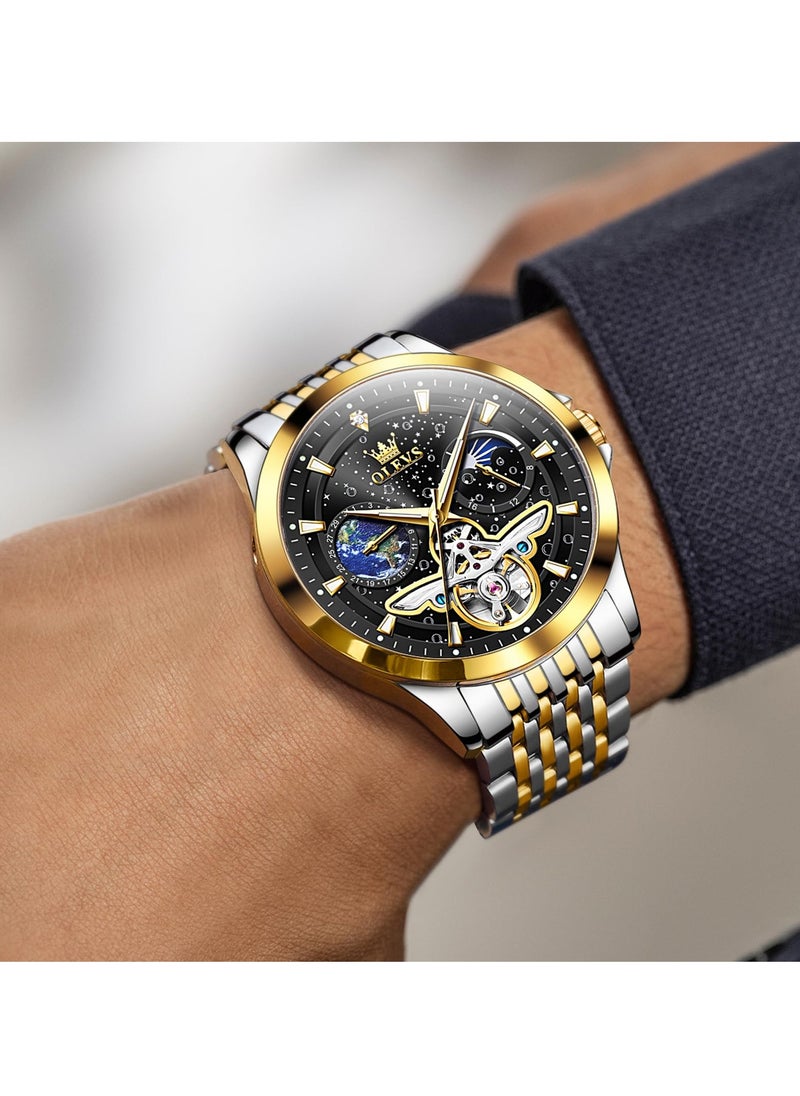 OLEVS OLEVS Men's Automatic Hollow Luxury Fashion Waterproof Luminous Watch 6705  - Image 3