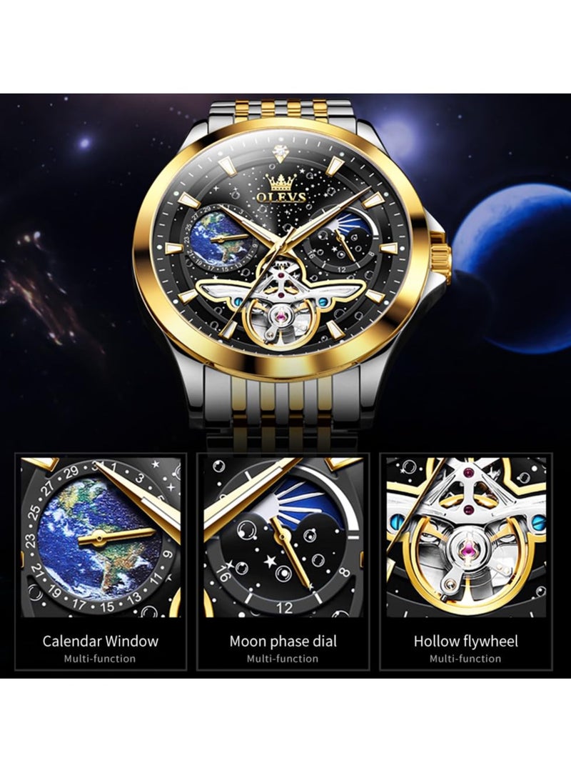 OLEVS OLEVS Men's Automatic Hollow Luxury Fashion Waterproof Luminous Watch 6705  - Image 4