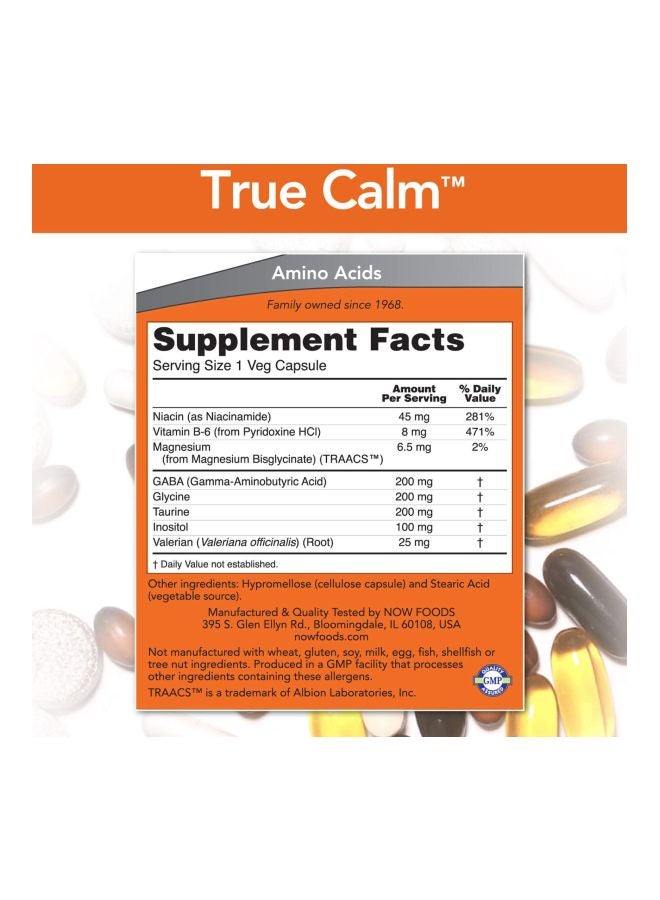 Now Foods True Calm Dietary Supplement - 90 Veg Capsules - Image 2