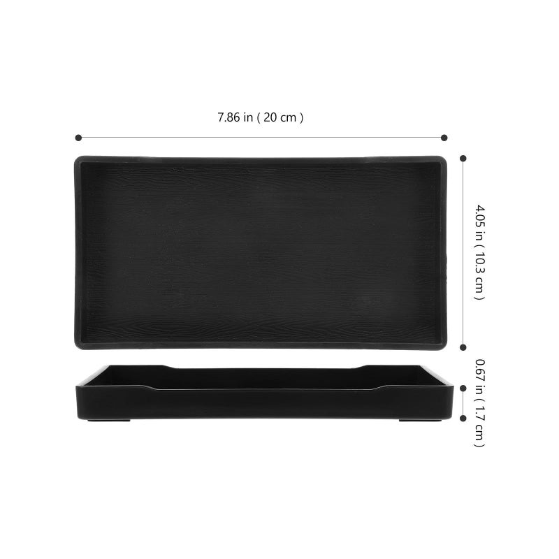 Black Wood Grain Rectangle Bathroom Vanity Tray Organizer For Jewelry And Toiletries Storage - Image 3