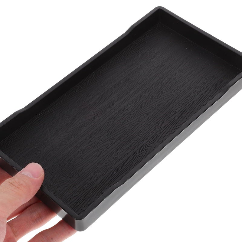 Black Wood Grain Rectangle Bathroom Vanity Tray Organizer For Jewelry And Toiletries Storage - Image 5