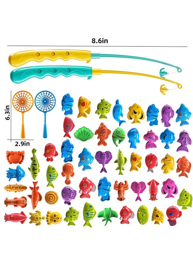 TEMI Fishing Toy Game For Kids 3 4 5 6 7 8 Years Old, Bath Toy For Toddlers, Toy Magnetic Fishing Rod And Fishing Net, Outdoor Water Toys For Kids Age 3-5, Party Toy For Boy And Girl - Image 2
