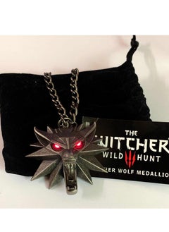 The Witcher 3 Necklace with White Wolf Medallion + LED Eyes