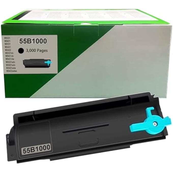 55B1000 BLACK TONER CARTRIDGE [WITH CHIP] COMPATIBLE FOR LEX MARK MS331 MS431 MX331 MX431 MX432 MS331DN MS431DN MS431DW MX331ADN MX431ADN MX431ADW MX432ADWE PRINTER (3,000 PAGES) - Image 1