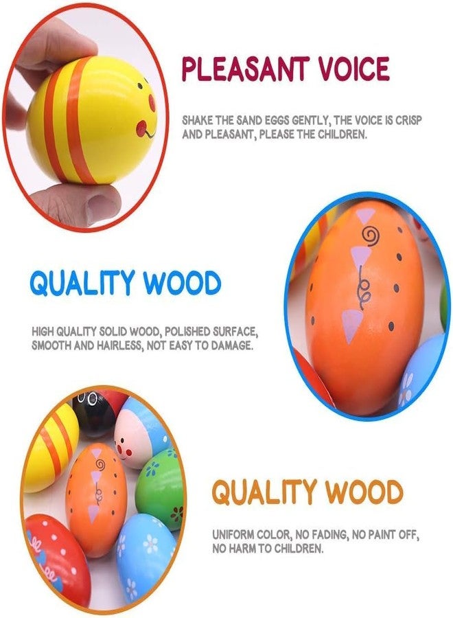 POPLAY 15 PCS Wooden Percussion Musical Egg Maracas Egg Shakers for Party Favors Classroom Prize Supplies Musical Instrument - Image 3