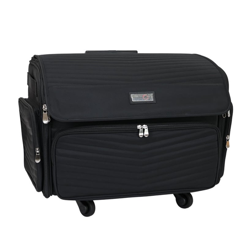 Everything Mary XL Rolling Sewing Machine Case â€“ Black Craft Bag with 4 Wheels â€“ Portable Organizer - Image 1