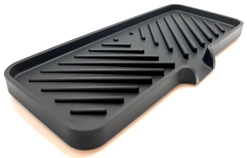 Happitasa Silicone Soap Dish Tray and Sponge Holder with Drain Chute and Feet | 3-Way Sloped Design | Bathroom and Kitchen Sink Organizer Caddy (Black, 10"x4") - Image 1