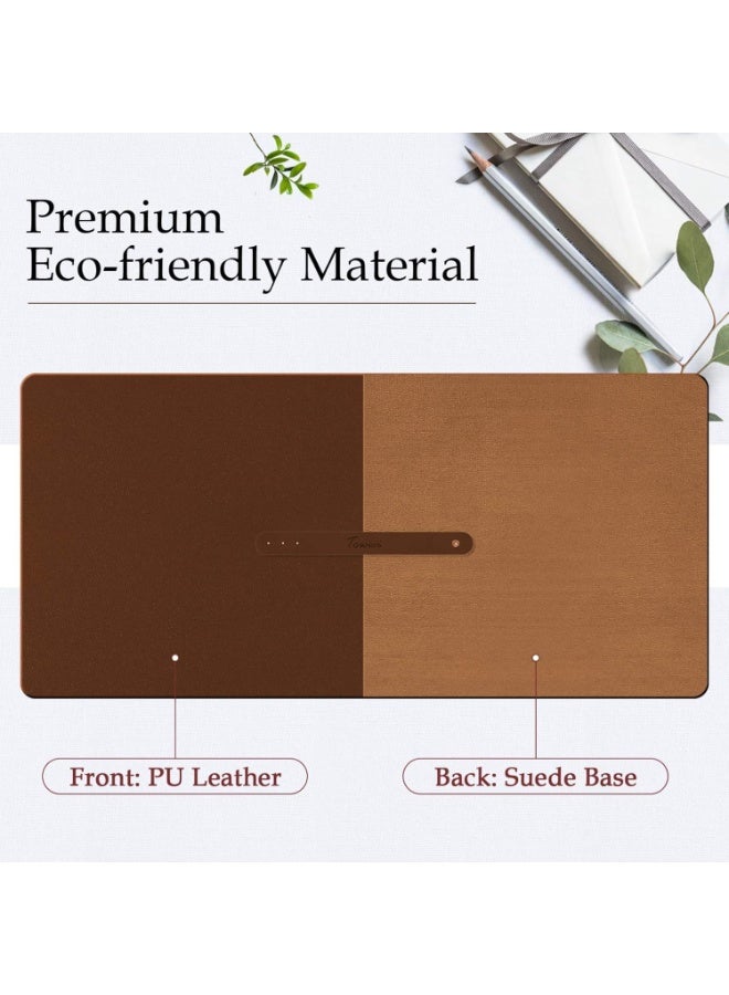 Towwi Desk Pad 90×43cm Waterproof Leather Desk Mat – Large Smooth Surface Mouse & Keyboard Pad (Brown) - Image 4