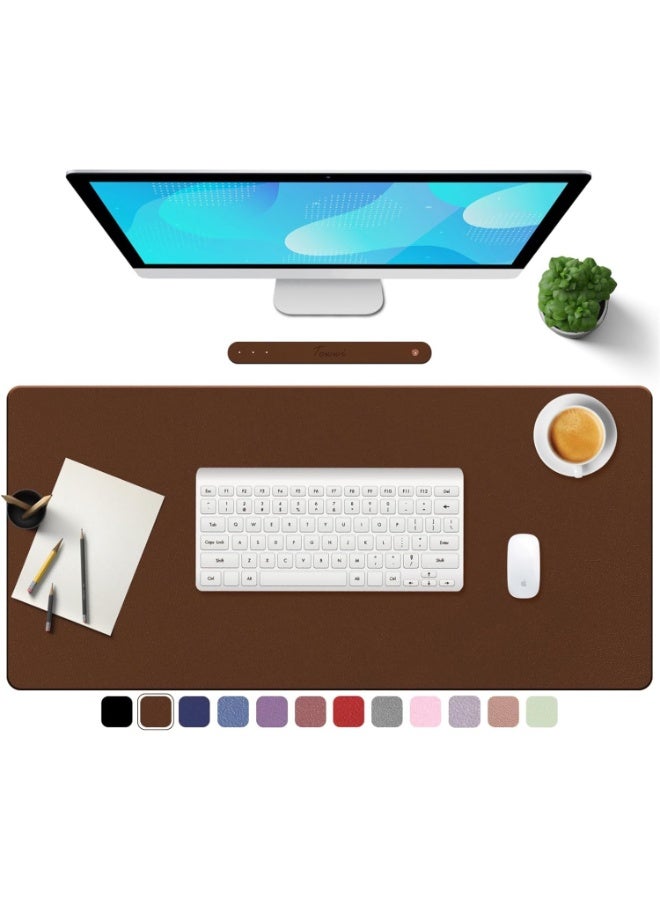 Towwi Desk Pad 90×43cm Waterproof Leather Desk Mat – Large Smooth Surface Mouse & Keyboard Pad (Brown) - Image 1