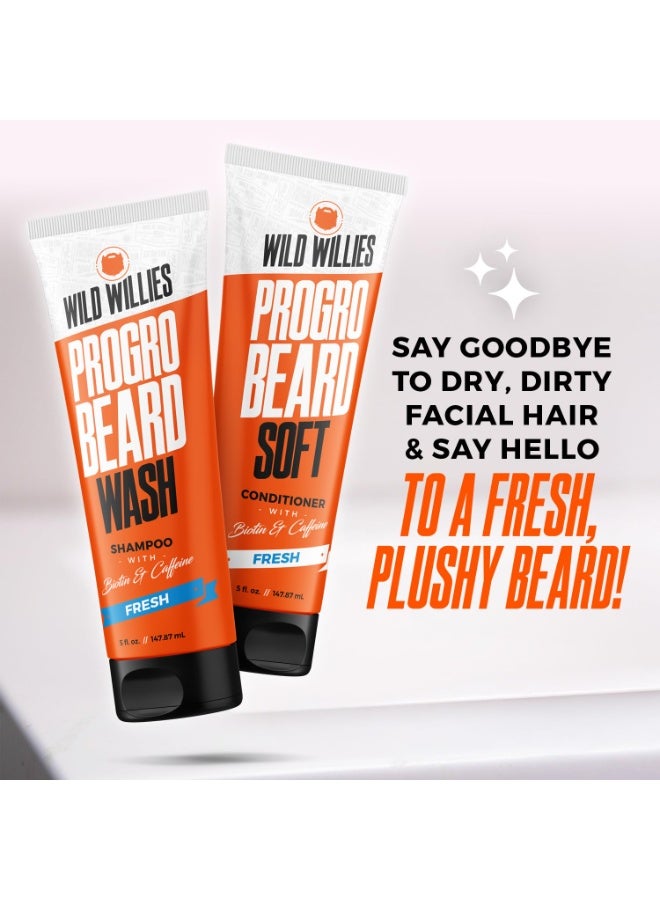 Wild Willies Wild Willies Moisturizing Beard Shampoo & Conditioner Kit, PROGRO - Fortified with Biotin & Caffeine for Facial Hair Growth, Hydration, & Softener, 4oz - Image 2