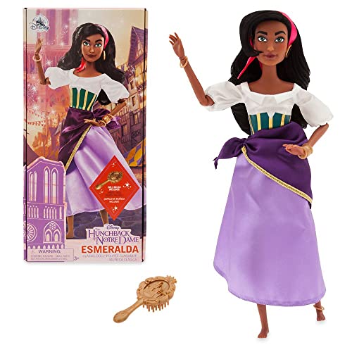 Disney Store Official Princess Classic Doll (Esmeralda), 11 Inches, Includes Brush with Molded Details, Fully Posable Toy in Classic Outfit Princess Toys for Girls - Image 1