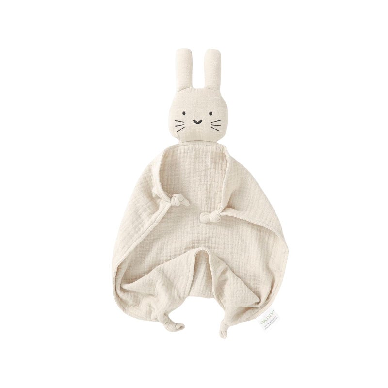 okdiy Organic Cotton Bunny Loveys for Babies,Newborn Baby Lovey Security Blanket,Lovies for Babies New Born Baby Unique Neutral Gifts Boys and Girls (Bunny-Khaki) - Image 1