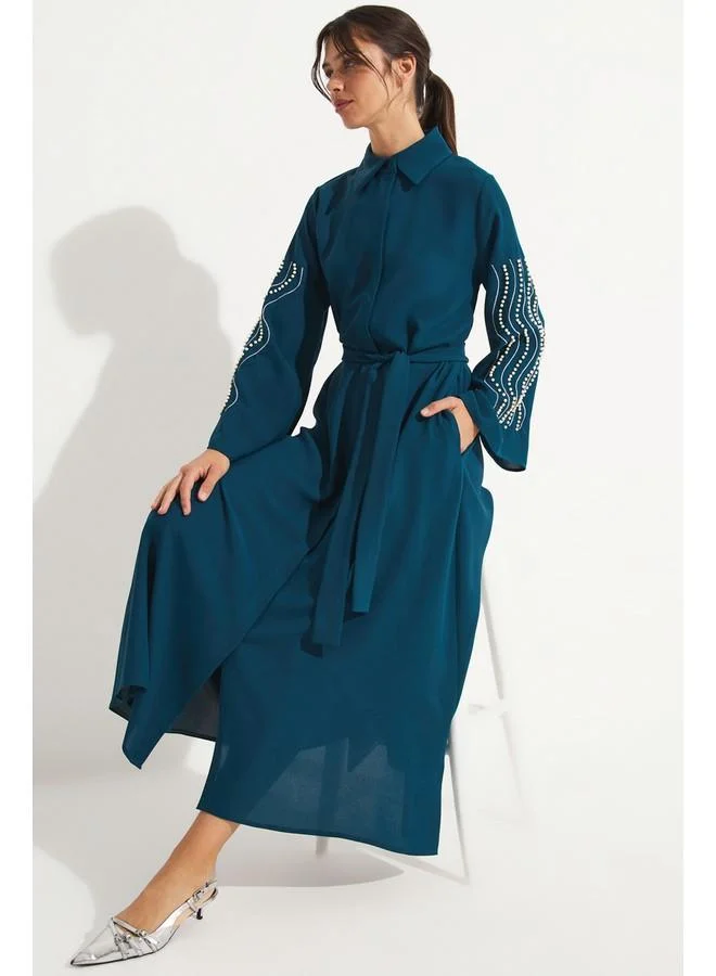 JUNE Embroidered Sleeve Dress