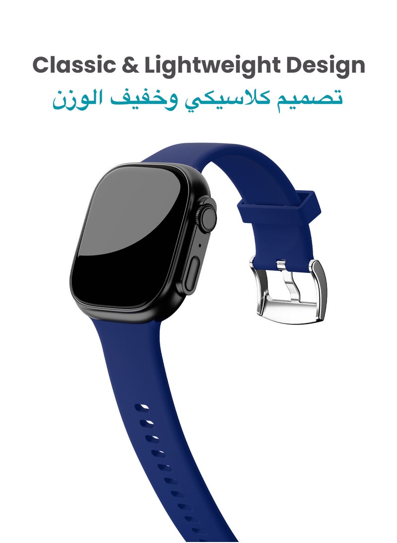 تاينيموس - حزام ساعة تيمبو كلاسيك سيليكون سائل متوافق مع ساعة تاينيموس تيمبو الذكية - أزرق | حزام سيليكون ساعة مريح وأنيق - Image 1
