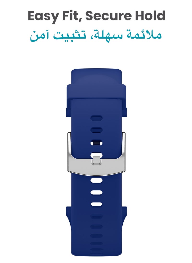 تاينيموس - حزام ساعة تيمبو كلاسيك سيليكون سائل متوافق مع ساعة تاينيموس تيمبو الذكية - أزرق | حزام سيليكون ساعة مريح وأنيق - Image 1