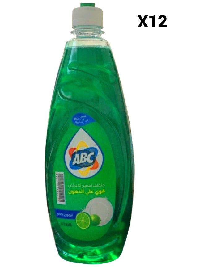 ABC Liquid Dish Soap Green lemon scent 675ml - pack of 12  - Image 1