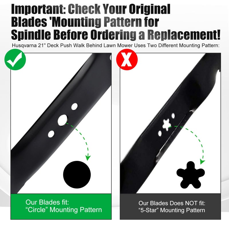 Grasscool 406712 532406712 Mower Mulching Blade with Circle Mounting Pattern for Craftsman Husqvarna 21 inch Deck Push Walk Behind Lawnmower Replace 165833 175064 189028 532189028 - Image 2