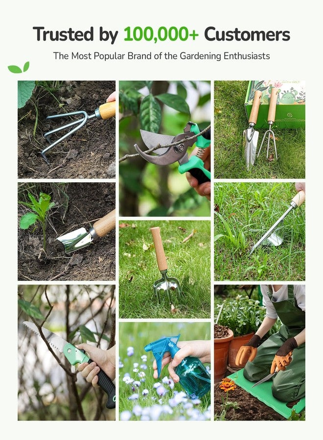 Grenebo All-in-One Garden Tool Set, 11-Piece Heavy Duty Gardening Tools with Ergonomic Canvas Shoulder Crossbody Bag, Rust-Proof Premium Garden Tool Kit, Gardening Gift for Women Men - Image 5
