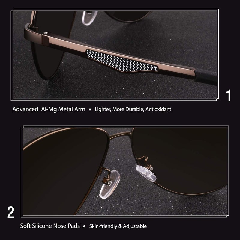 GQUEEN Classic Military Style Pilot Polarized Sunglasses Spring Hinges Al-Mg for mens womens MOS1 - Image 3