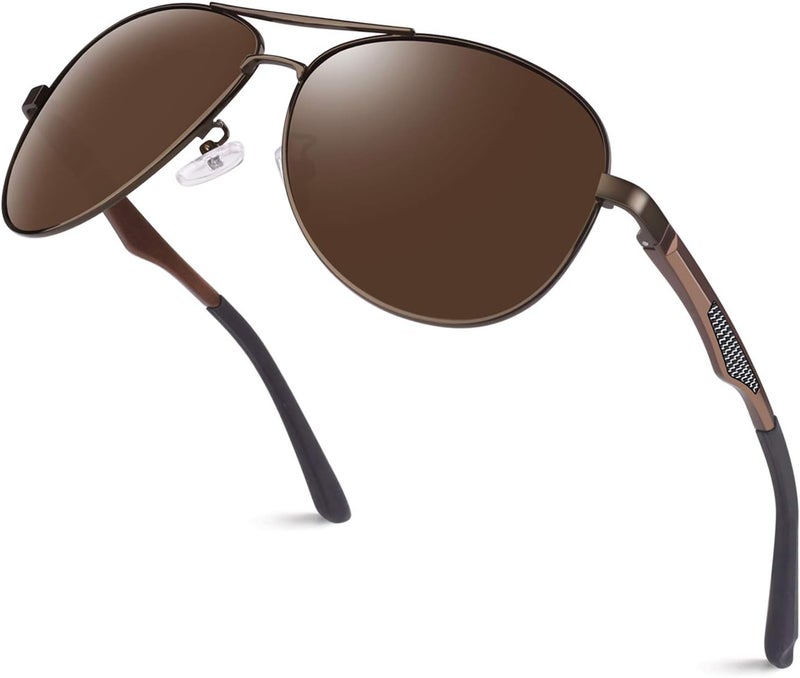 GQUEEN Classic Military Style Pilot Polarized Sunglasses Spring Hinges Al-Mg for mens womens MOS1 - Image 1