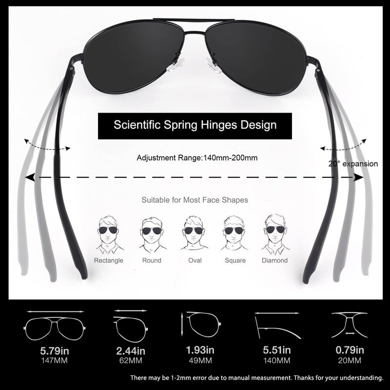 GQUEEN Classic Military Style Pilot Polarized Sunglasses Spring Hinges Al-Mg for mens womens MOS1 - Image 5
