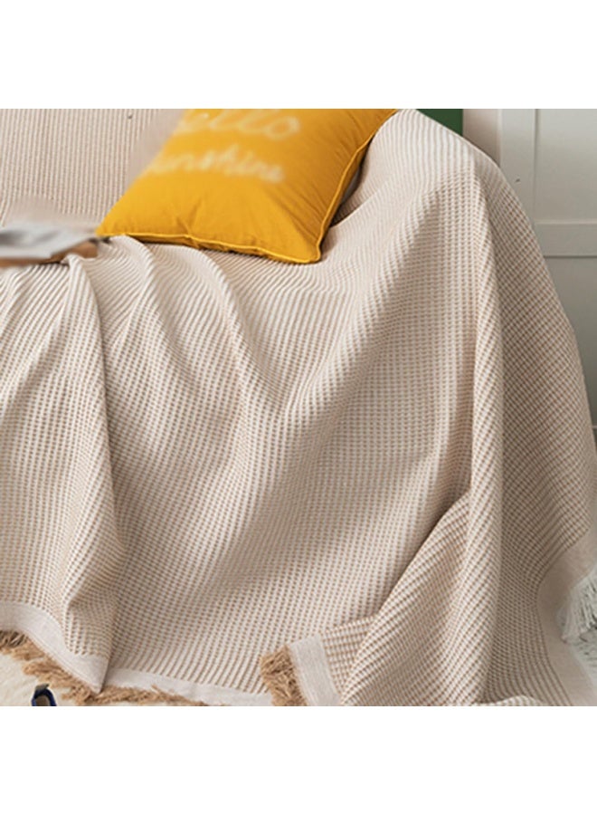 فاييت غطاء أريكة بنمط الوافل مقاس 130×180 سم مع شرابات، غطاء أريكة غير قابل للانزلاق وقابل للغسل لـ 3-4 مقاعد (النمط 1) - Image 5