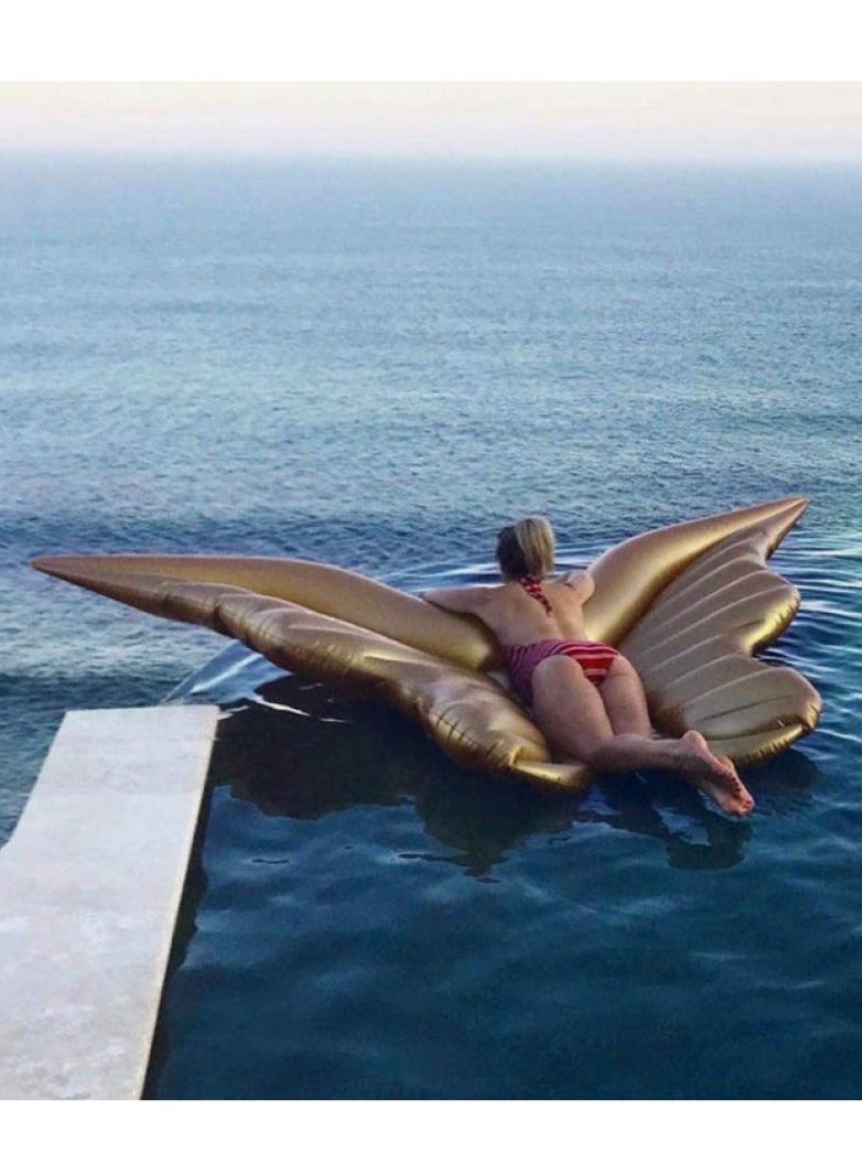 اليسا عوامة الفراشة الذهبية القابلة للنفخ - عوامة مائية للبالغين في حمام السباحة والبحيرة، بتصميم أجنحة الفراشة - Image 3