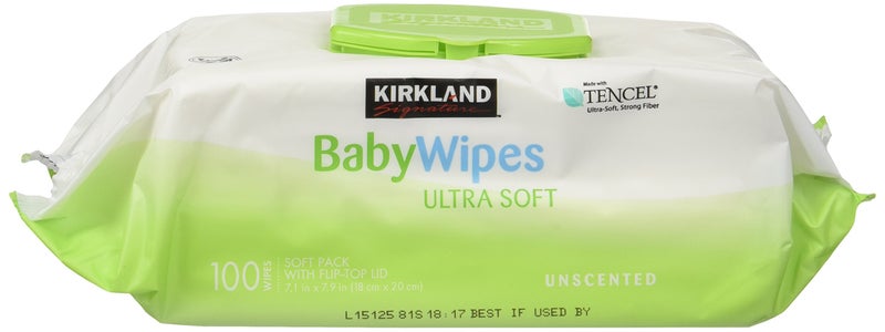 Kirkland Baby Wipes Unscented Ultra Soft by Kirkland with Flip top Lid, 100 Count (Pack of 3) - Image 1