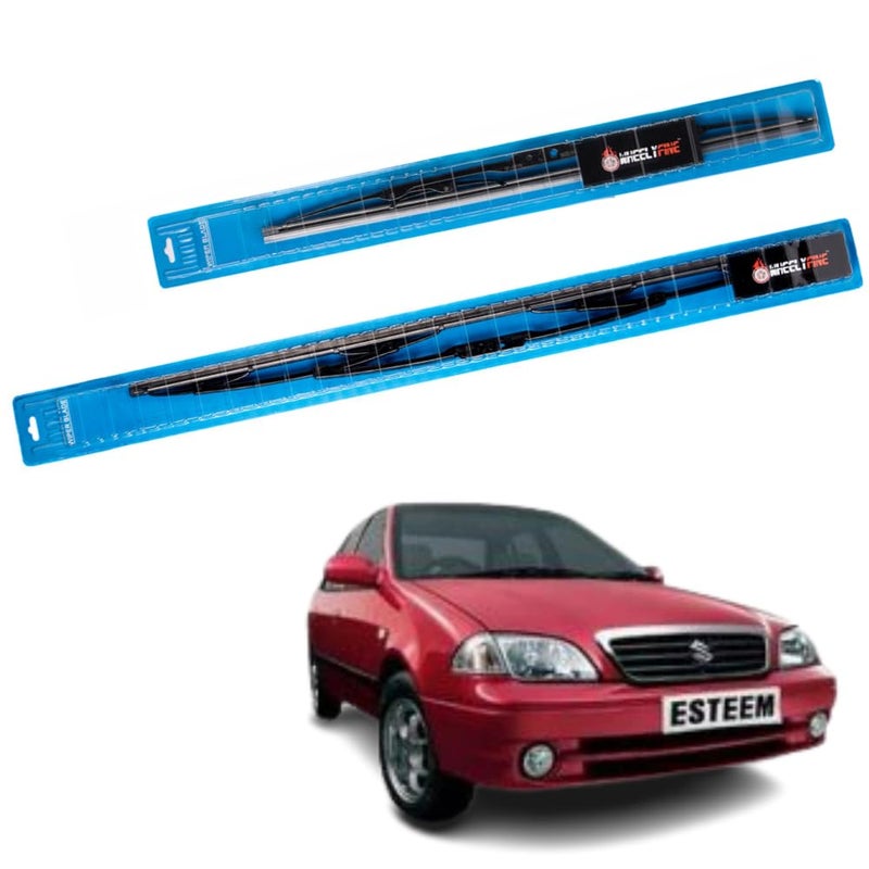 Wheelyfine Car Wiper Blades | Metal Frame | Water Repellent Windshield Wipers | Blade Refills (Maruti Esteem (1994-2008) Dr 20"/Pa 18") - Image 2