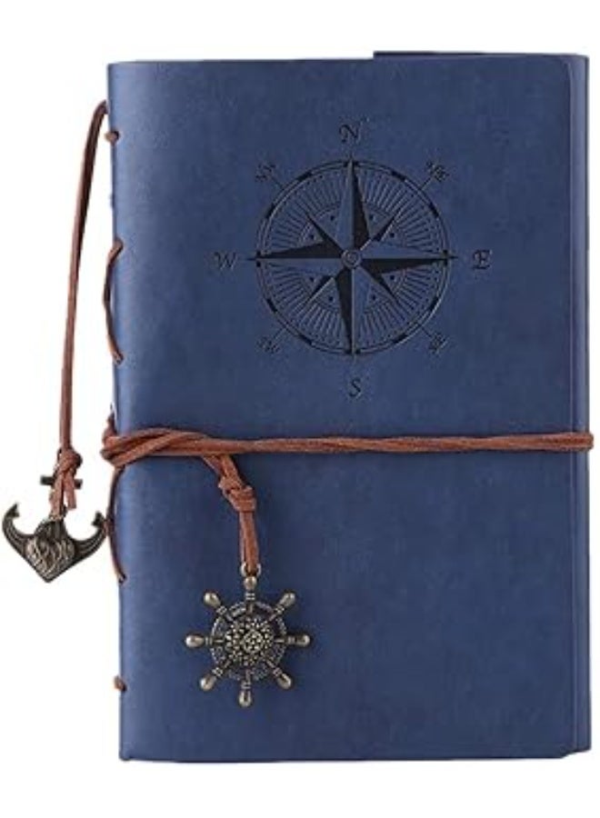 دفتر ملاحظات للمسافرين بغطاء جلدي بولي يوريثان ناعم، مفكرة مقاس A6 قابلة لإعادة التعبئة مع 80 صفحة فارغة وقلادة بتصميم ريترو – دفتر يوميات سفر كلاسيكي هدية مثالية للطلاب والكُتّاب - Image 1