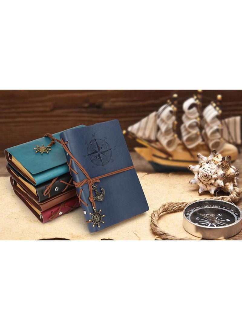 دفتر ملاحظات للمسافرين بغطاء جلدي بولي يوريثان ناعم، مفكرة مقاس A6 قابلة لإعادة التعبئة مع 80 صفحة فارغة وقلادة بتصميم ريترو – دفتر يوميات سفر كلاسيكي هدية مثالية للطلاب والكُتّاب - Image 3