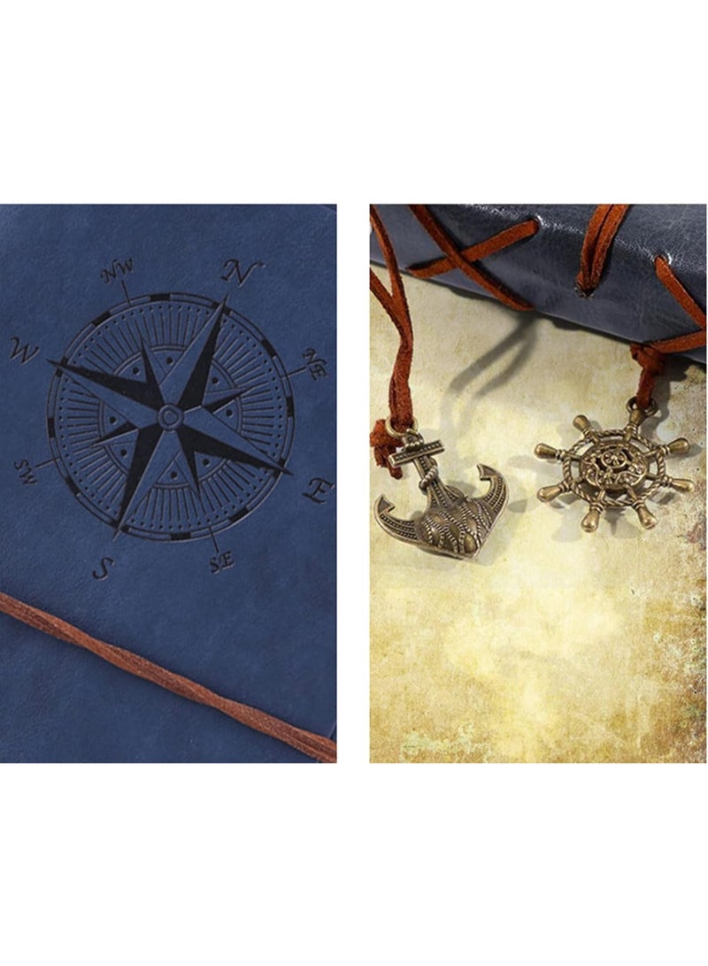 دفتر ملاحظات للمسافرين بغطاء جلدي بولي يوريثان ناعم، مفكرة مقاس A6 قابلة لإعادة التعبئة مع 80 صفحة فارغة وقلادة بتصميم ريترو – دفتر يوميات سفر كلاسيكي هدية مثالية للطلاب والكُتّاب - Image 4