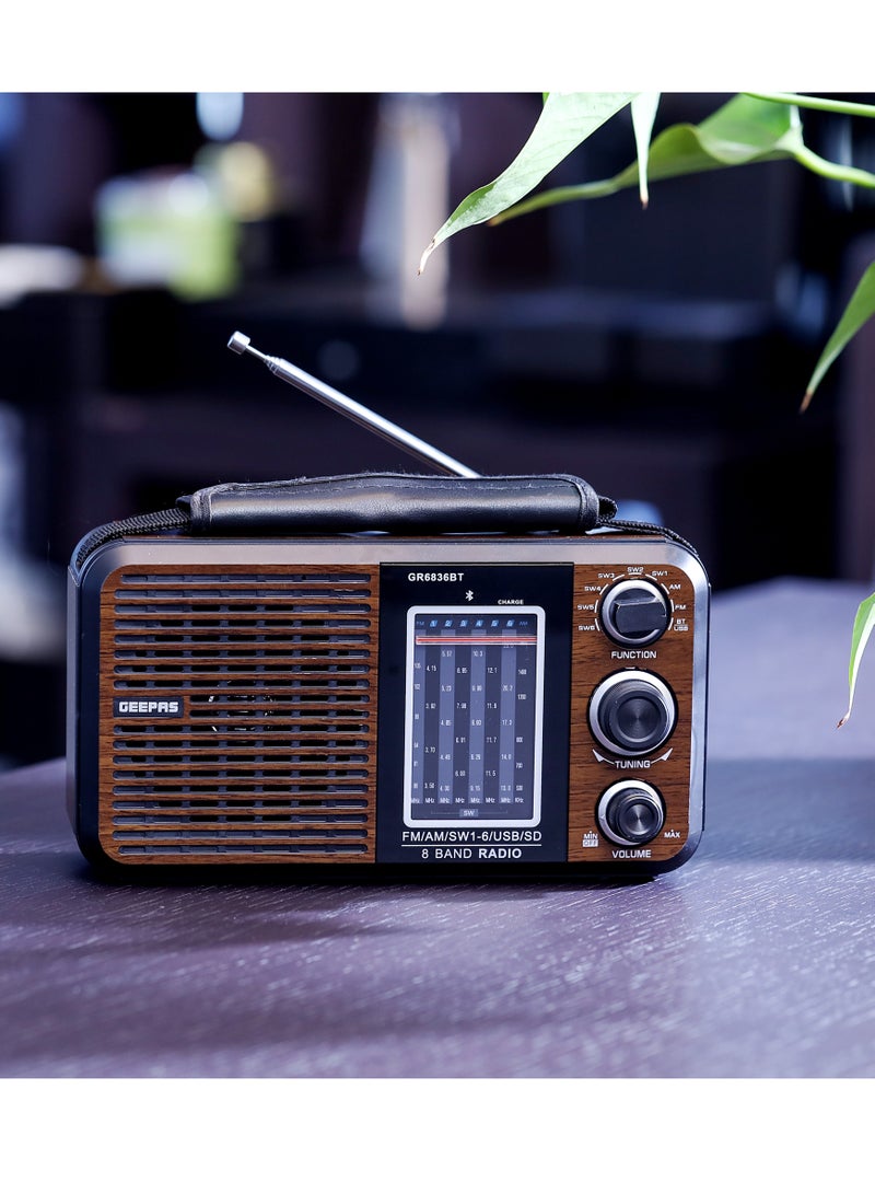 GEEPAS Rechargeable FM Radio, Large Capacity Battery, Perfectly Portable, Lightweight, Retro Style FM Radio, Strong And Stylish, Perfect Sound Quality, Multi Band  - Image 2