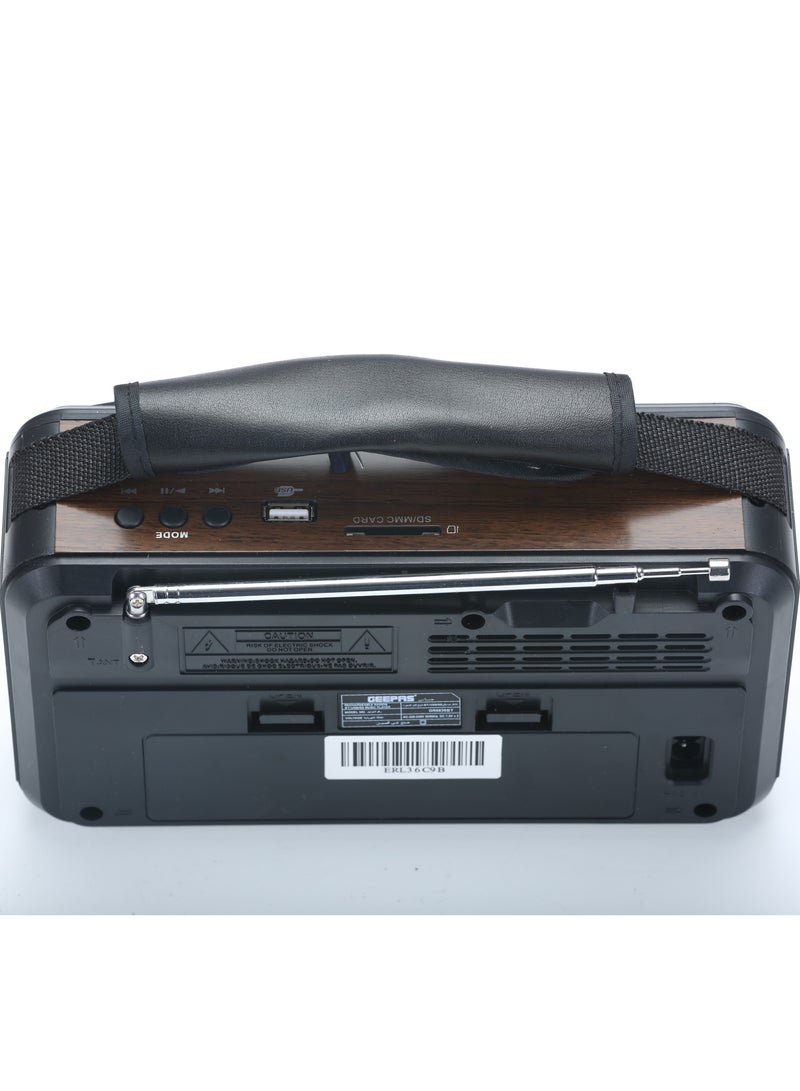 GEEPAS Rechargeable FM Radio, Large Capacity Battery, Perfectly Portable, Lightweight, Retro Style FM Radio, Strong And Stylish, Perfect Sound Quality, Multi Band  - Image 4