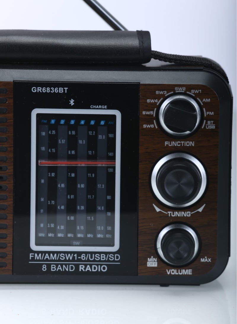 GEEPAS Rechargeable FM Radio, Large Capacity Battery, Perfectly Portable, Lightweight, Retro Style FM Radio, Strong And Stylish, Perfect Sound Quality, Multi Band  - Image 5