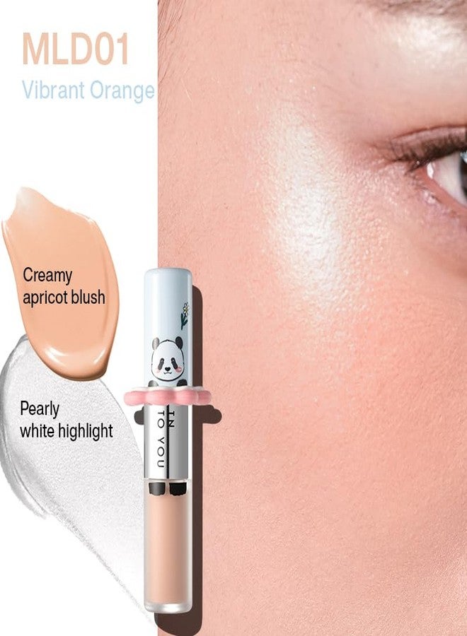 INTO YOU x M.Lan Panda Blush & Highlight Duo Stick, Dual-Ended Multi-Use Formula, Natural Glow Enhancer, Cream Texture Long Lasting Highlighter, Contouring, Blush and Concealer, MLD01 - Image 2