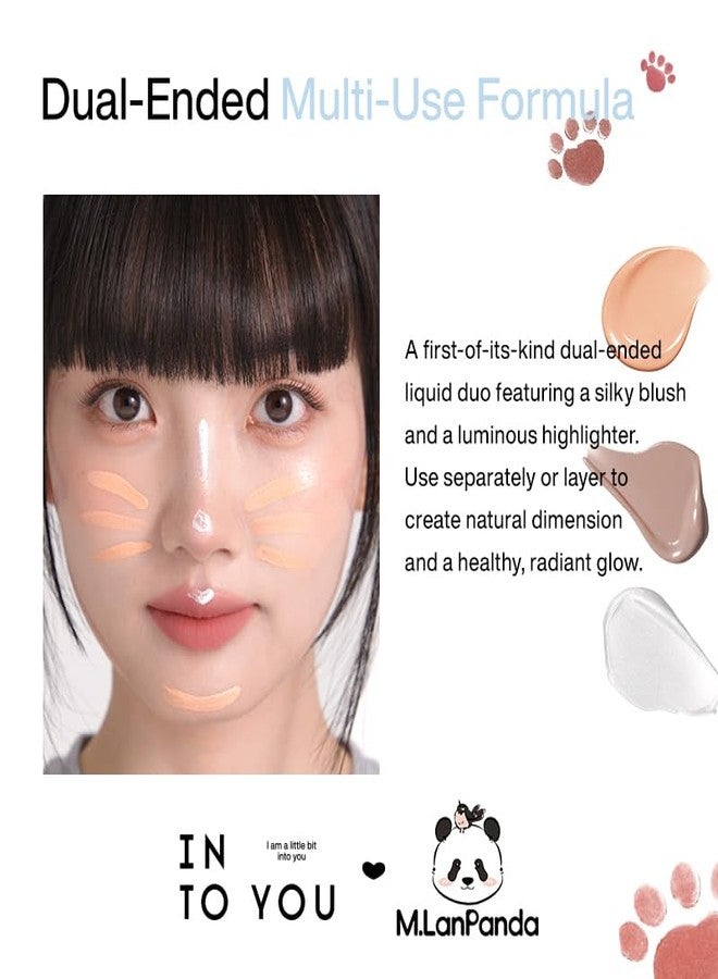 INTO YOU x M.Lan Panda Blush & Highlight Duo Stick, Dual-Ended Multi-Use Formula, Natural Glow Enhancer, Cream Texture Long Lasting Highlighter, Contouring, Blush and Concealer, MLD01 - Image 4