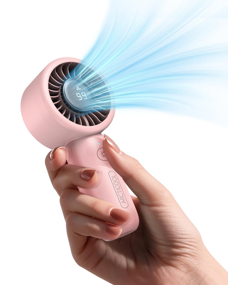 ARCTICOOL Portable Mini Fan with Digital Display - 7500RPM Ultra-Fast Portable Hand Fan, 2000mAh Rechargeable Battery, Pocket-Sized Cooling for Makeup, Travel, and Outdoor Use (Pink) - Image 1
