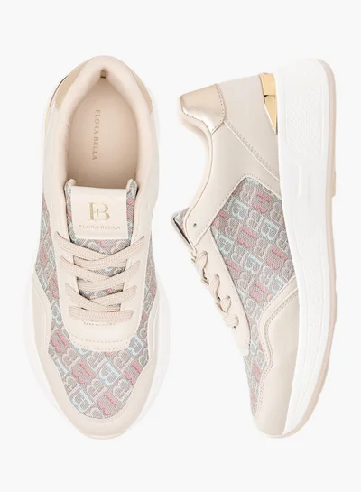 Flora Bella By Shoexpress Women's Monogram Print Lace-Up Sneakers