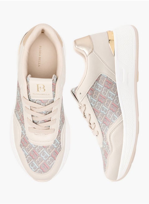 Women's Monogram Print Lace-Up Sneakers