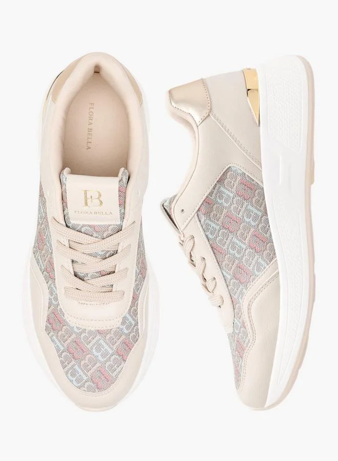 Flora Bella By Shoexpress Women's Monogram Print Lace-Up Sneakers
