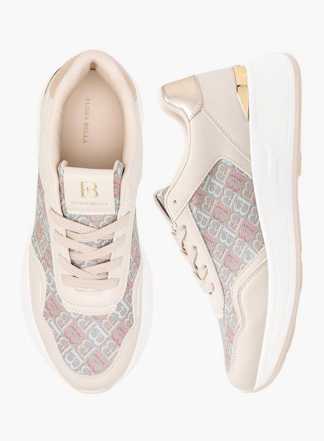Flora Bella By Shoexpress Women's Monogram Print Lace-Up Sneakers - Image 2