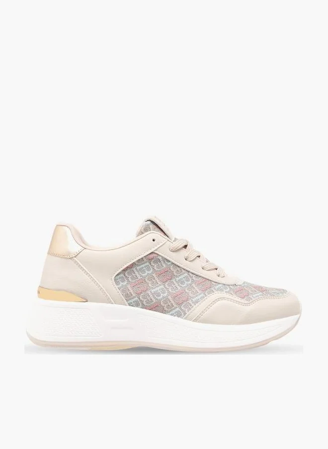 Women's Monogram Print Lace-Up Sneakers