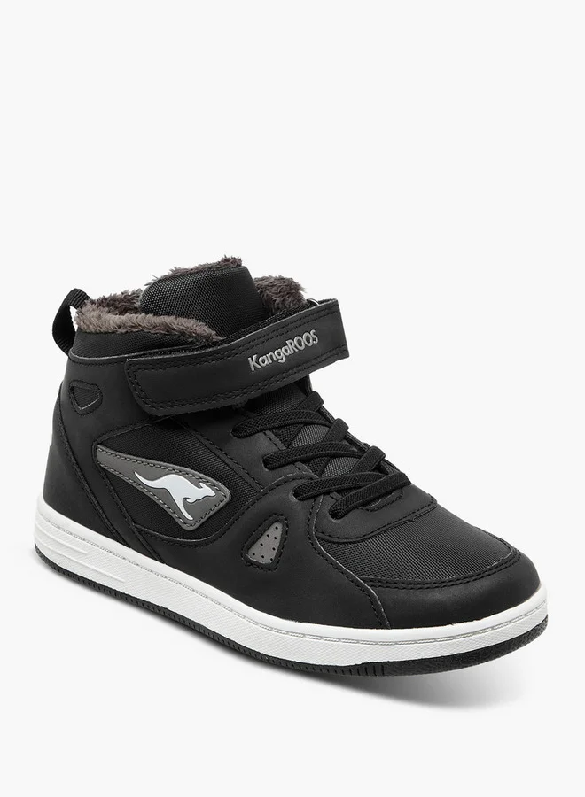 كانغاروس Boys' Logo Applique High Top Shoes with Hook and Loop Closure
